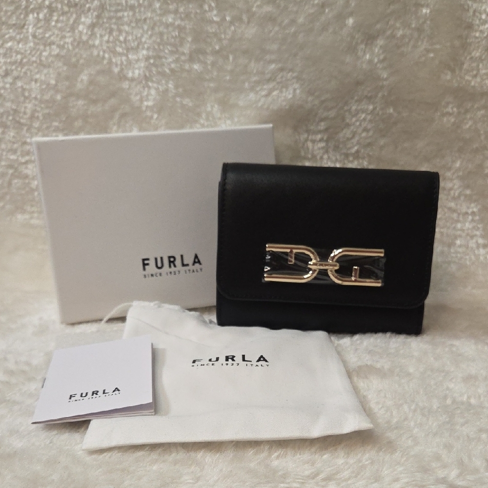 Furla Black Wallet with Silver Accent